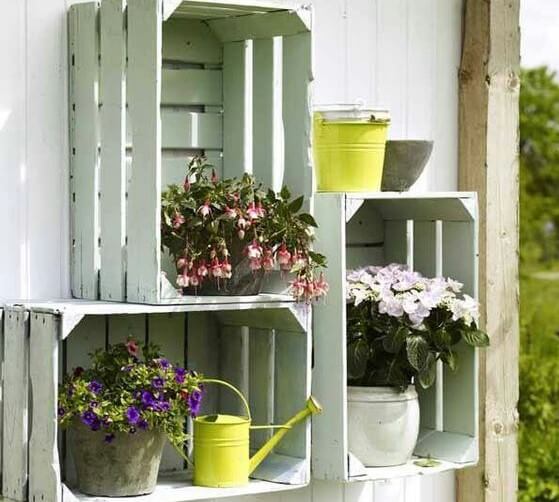 Cajas de madera para el jardín.