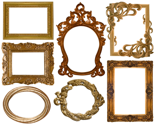 Distintos marcos de espejos vintage.