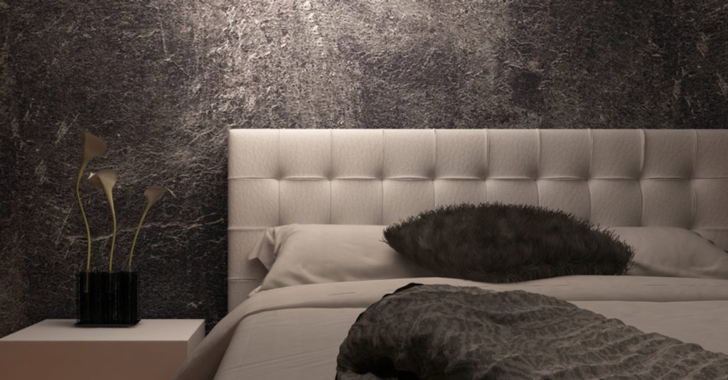 Cabecero de cama tapizado en beige