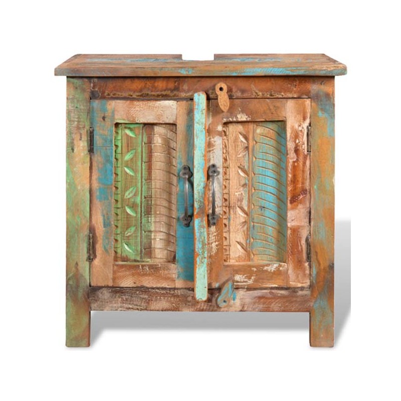 Mueble para cuarto de baño realizado con maderas recicladas