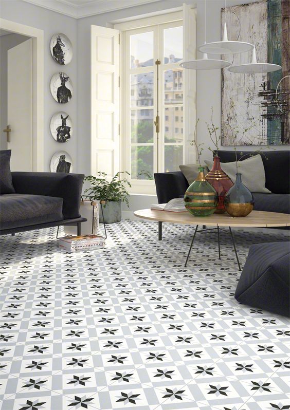 Mosáico de estilo retro con azulejos hidraúlicos