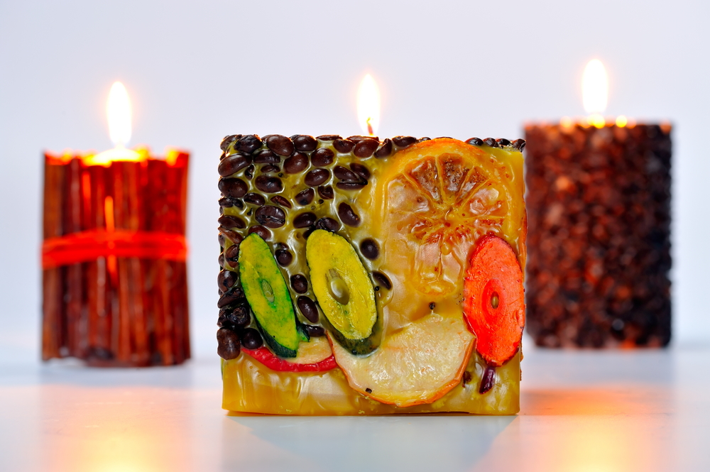 Velas naturales de frutas, café y canela