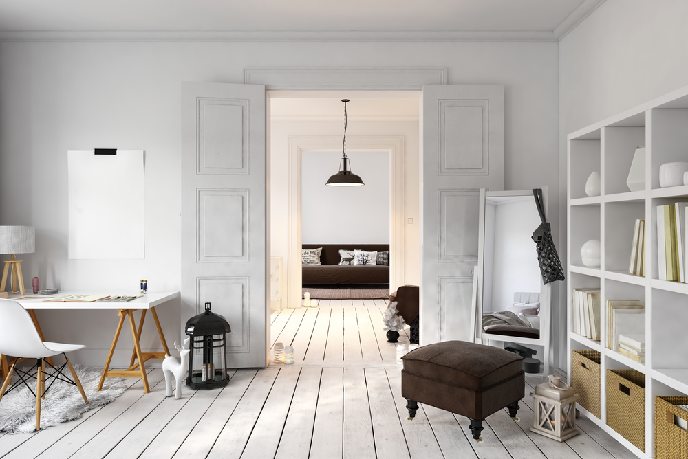 Doble puerta lacada en blanco corredera.