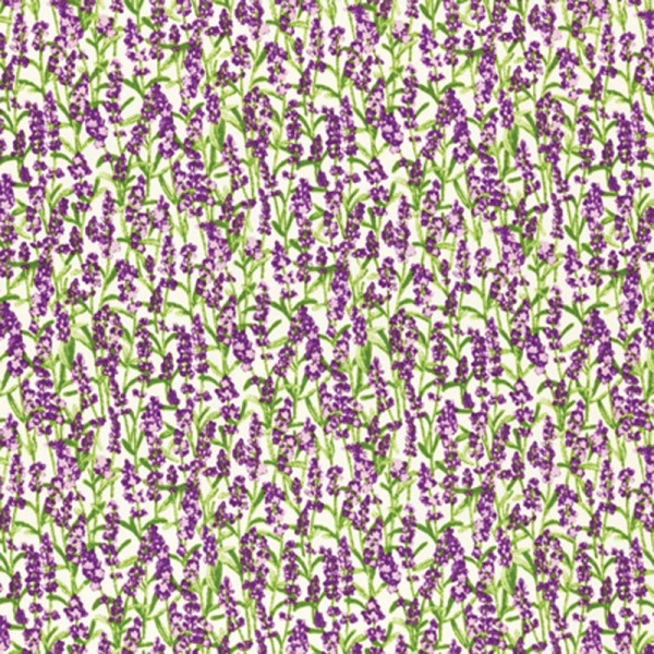 Tela con estampado de flores de lavanda