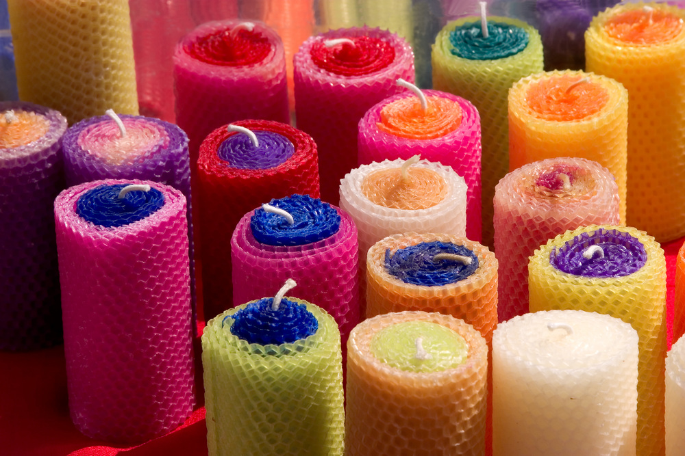 Velas de colorines hechas a mano.