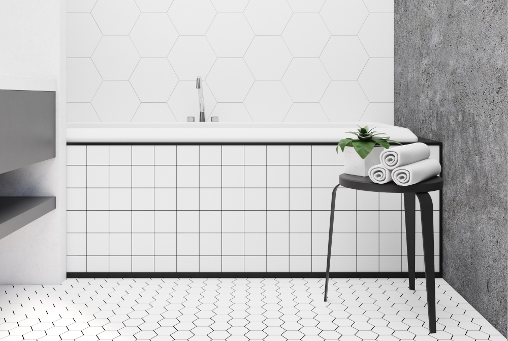 Azulejos de porcelana blanca para el baño.