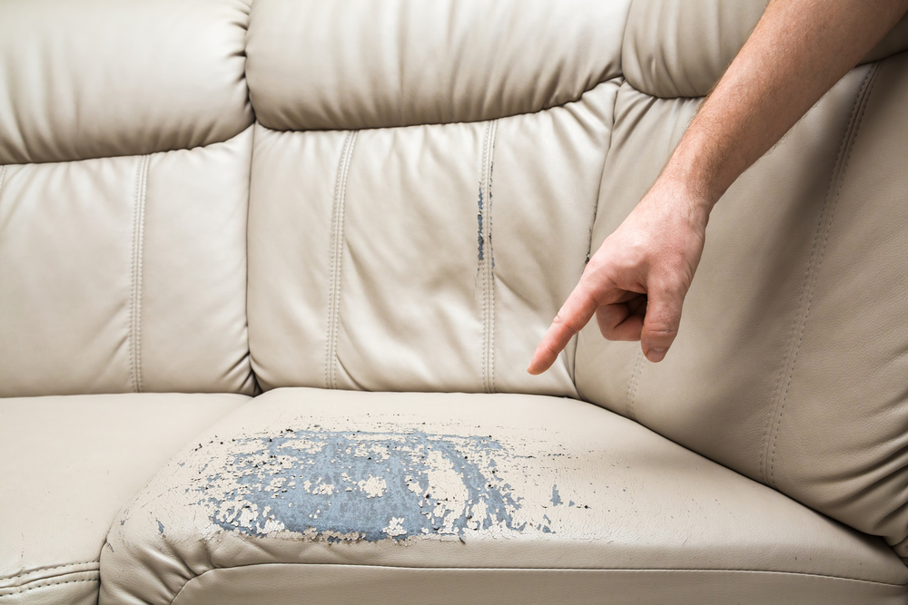 Cracked leather sofa