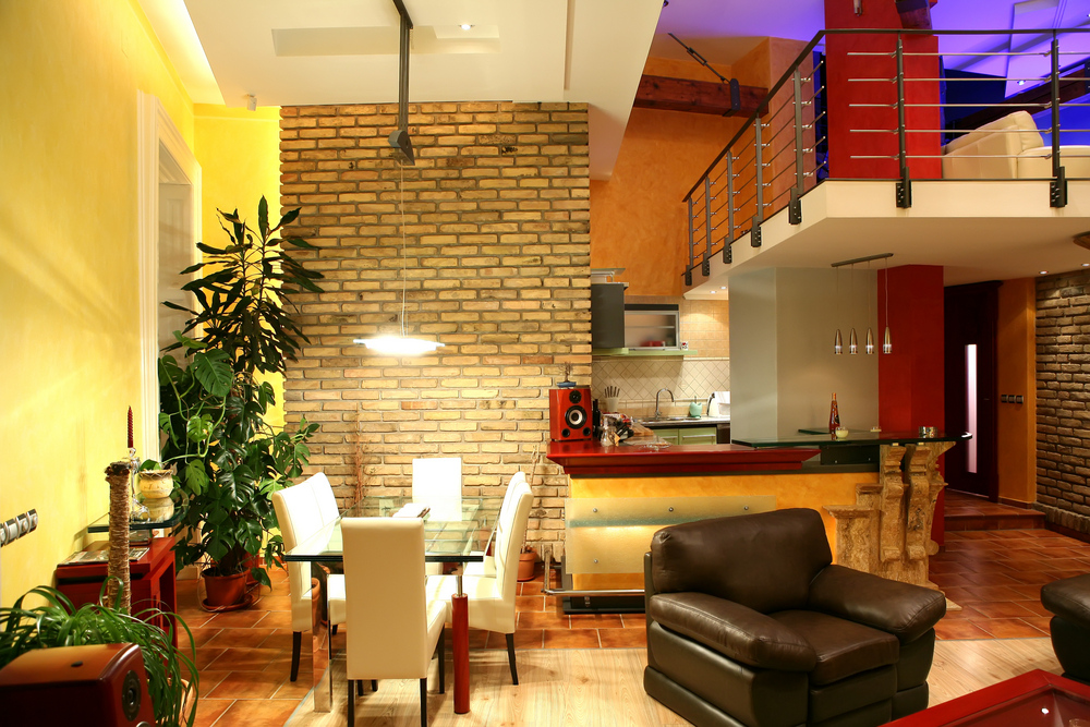 Estancia salón comedor industrial.