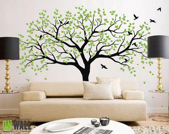 Mural para pared del salón en forma de árbol.
