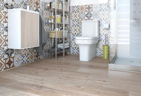 Hydraulic bathroom tiles.