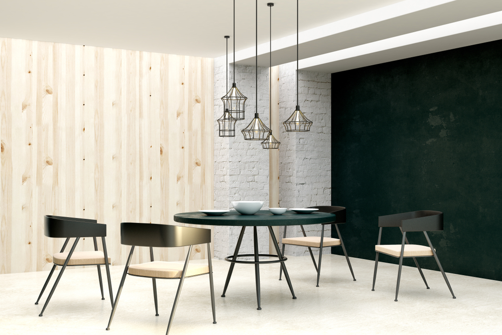 comedor con lámpara de techo moderna