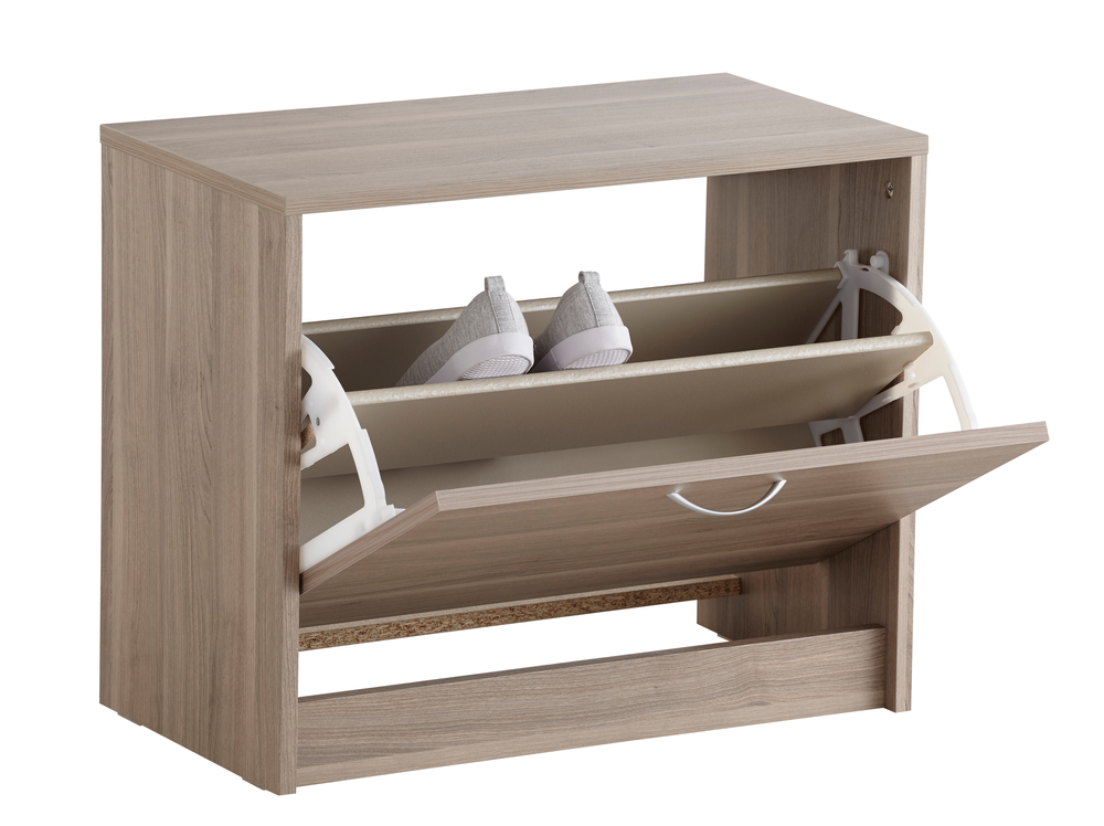 Zapatero de madera clara abatible