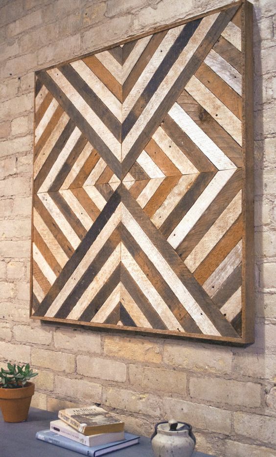 cuadro con formas geométricas en madera