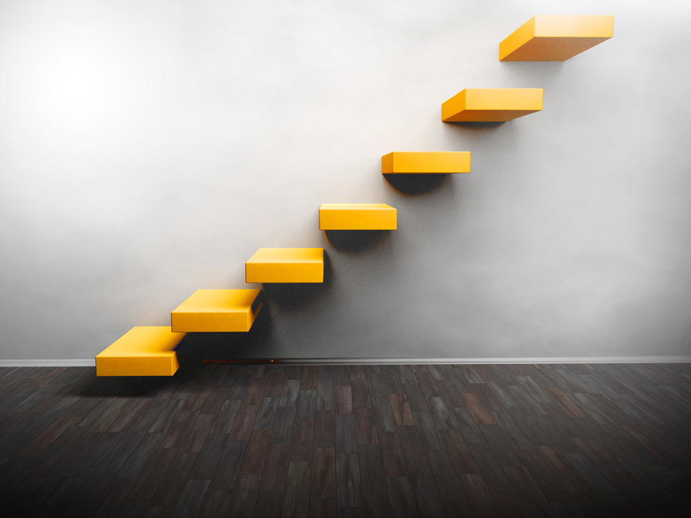 escaleras con diseños creativos, amarillo