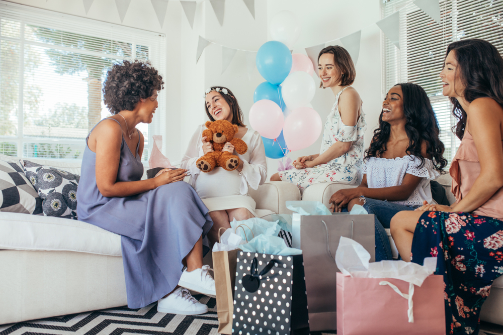 fiesta de baby shower en celeste y rosa