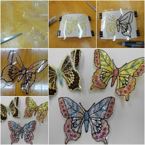 mariposas con botellas de plástico