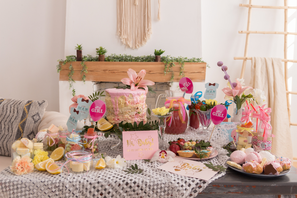 decoración de mesa para un baby shower