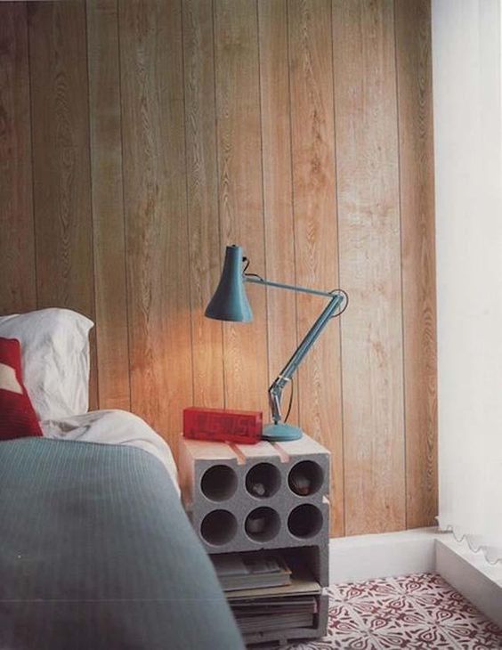 mesitas de noche con bloques de hormigón