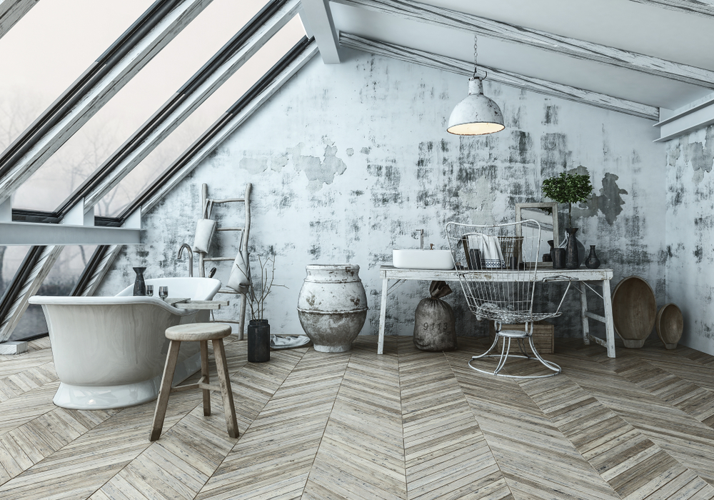 Baño vintage rústico.