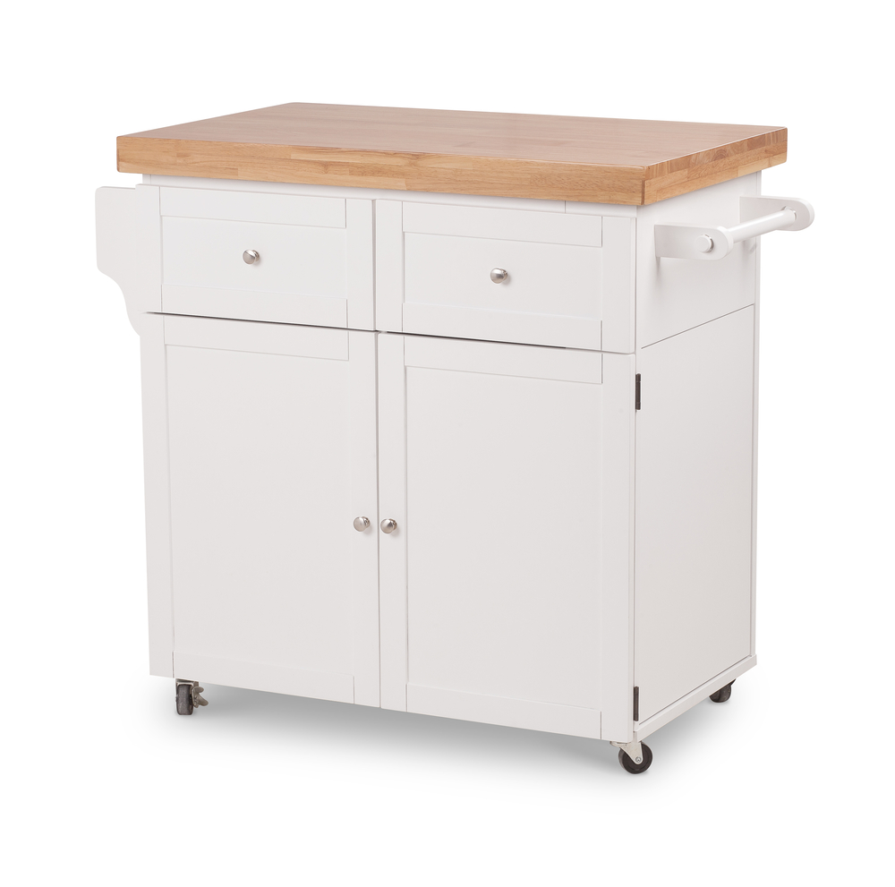 Mueble con ruedas blanco.