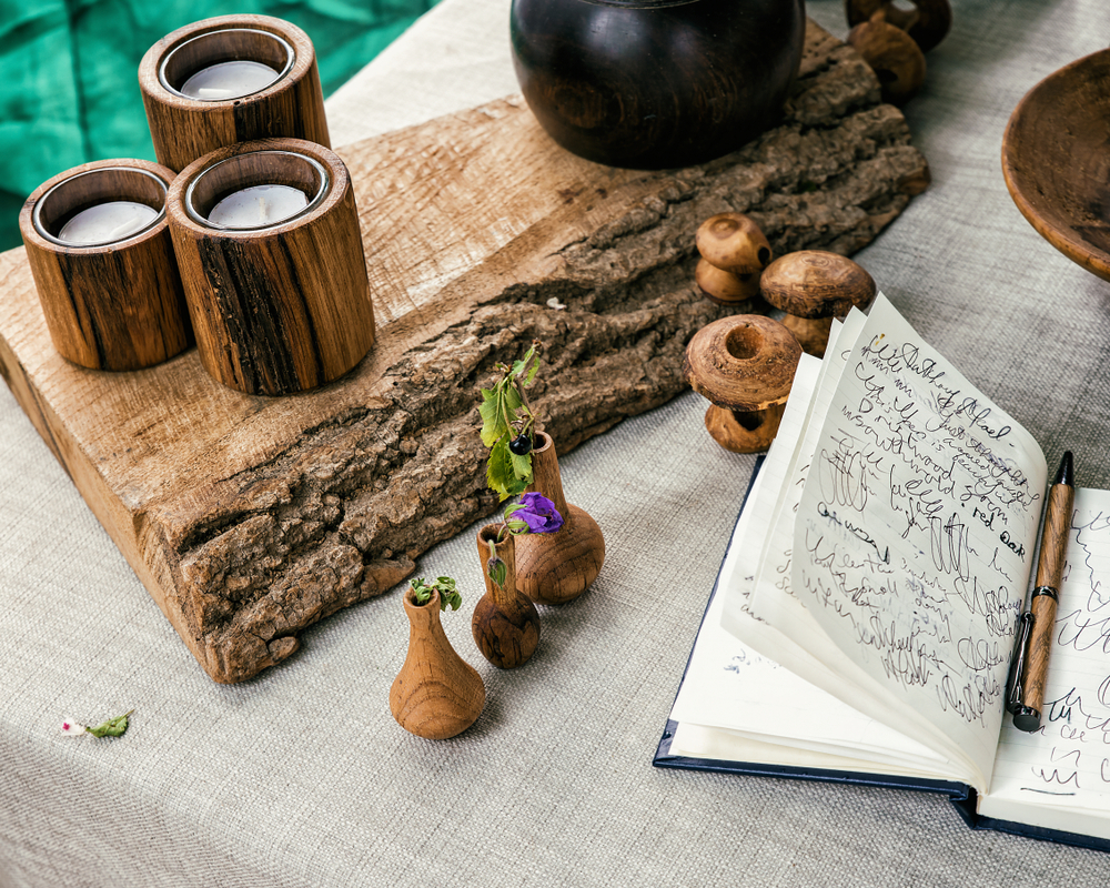 wooden table centerpiece