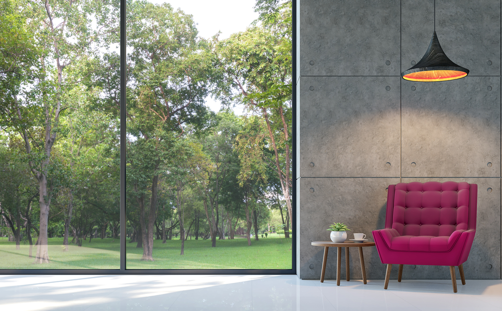 ventanales grandes con jardín