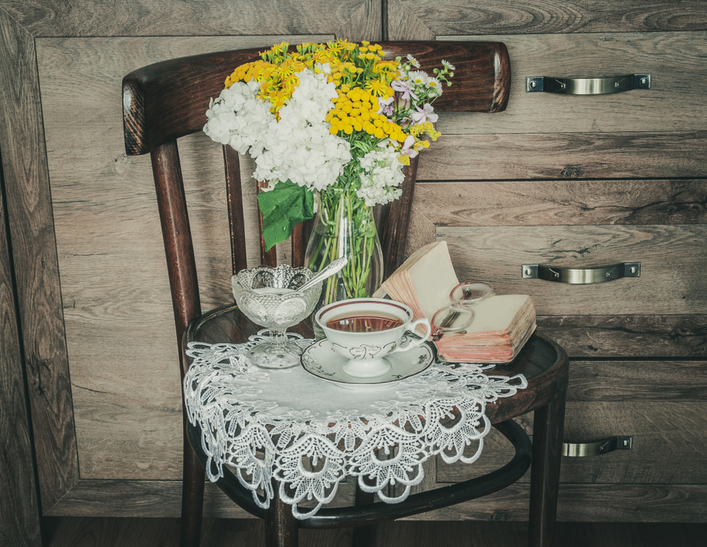 Decoración del rincón del té.