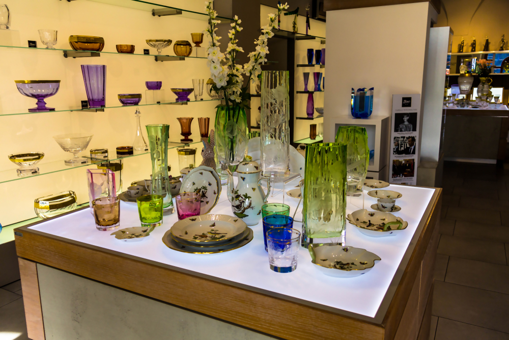 Elementos de cristal Bohemia.