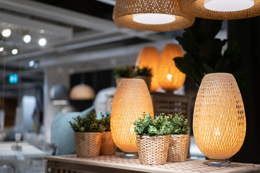 Wicker table lamps