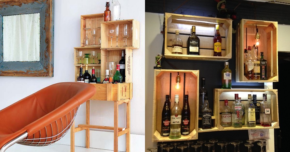 Mueble bar para el salón con palés.