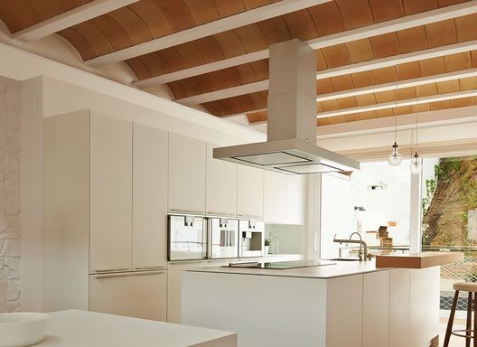 Techo abovedado de madera.