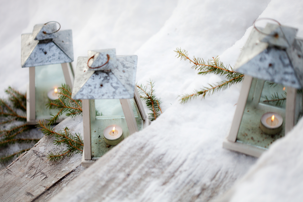 Iluminación de una terraza en invierno.