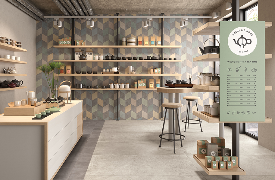 Decorar con baldosas con forma de rombo.