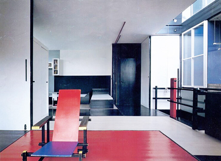 Espacio interior de la Casa Rietveld.