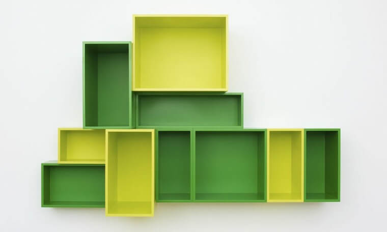 Green shelving.