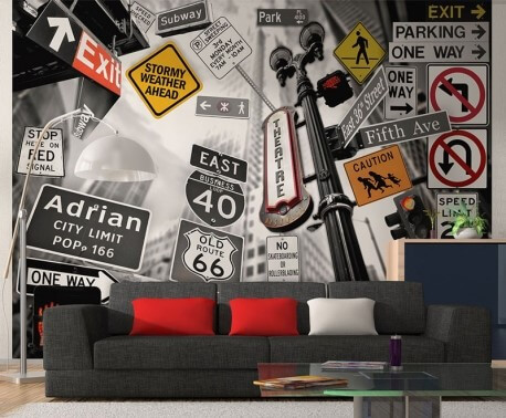 Papel de pared con señales de tráfico.