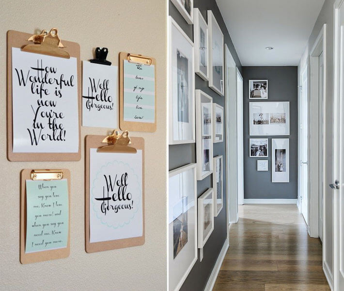 Pasillo con cuadros.