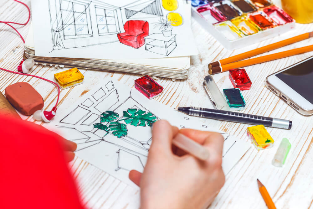 Probar la decoración en interiorismo.