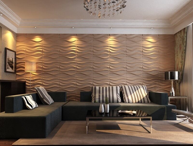 Revestimiento de pared con ondas.