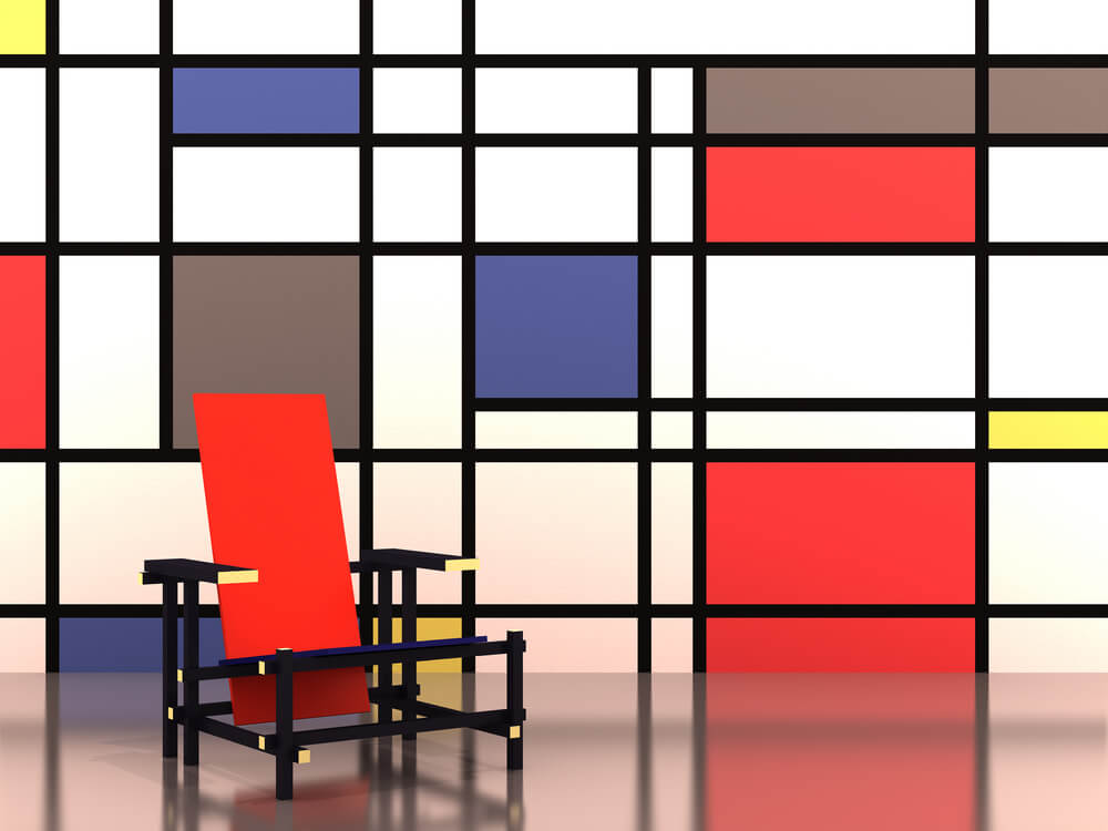 Silla y pared de Mondrian.