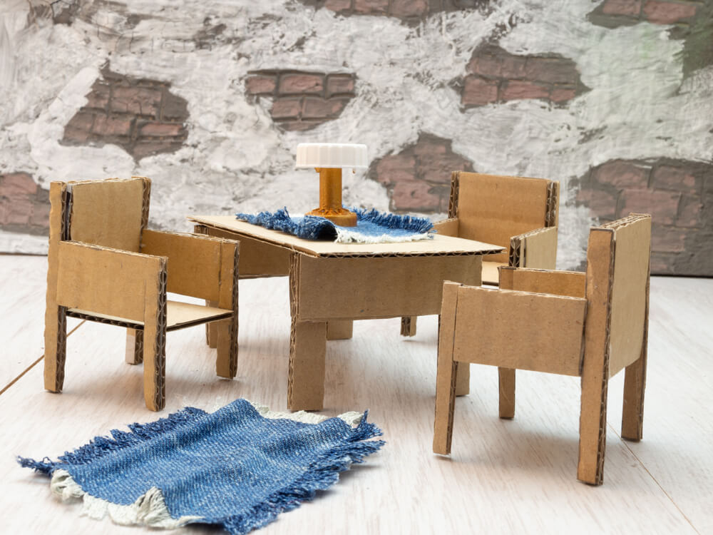 Upcycle cardboard boxes.