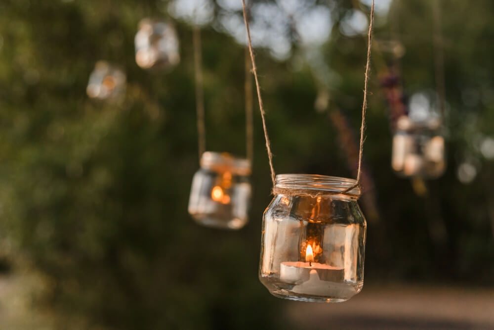 Mason Jar con velas.