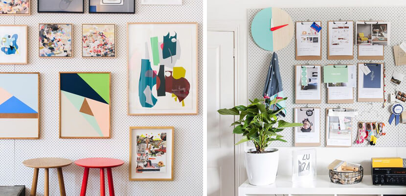 Paneles perforados para cuadros.