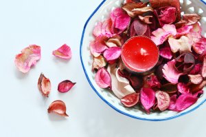 Potpourri with a candle.