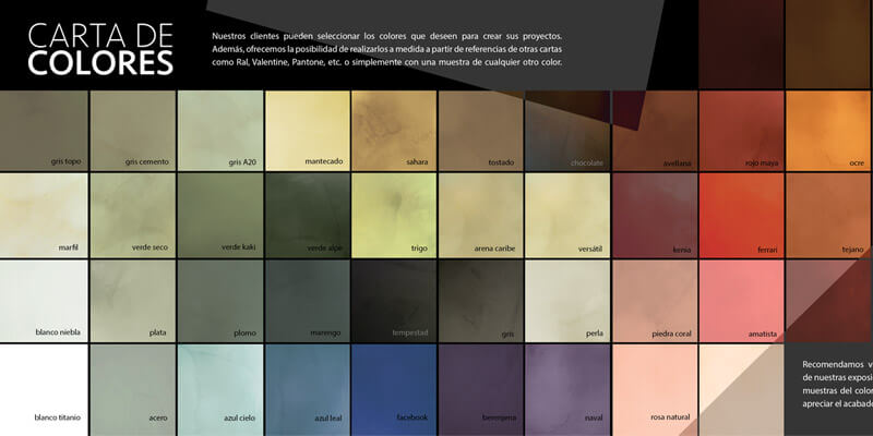 Colores del microcemento.