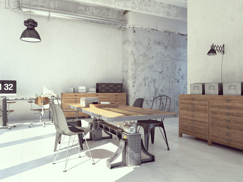 Rustic and industrial fusion.