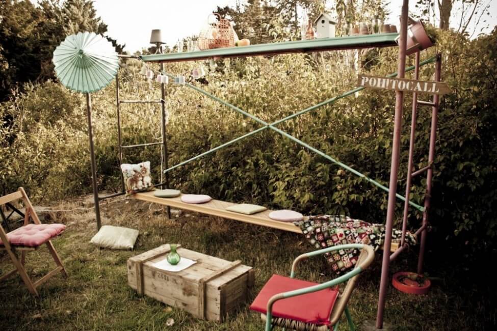 Andamio como asiento.