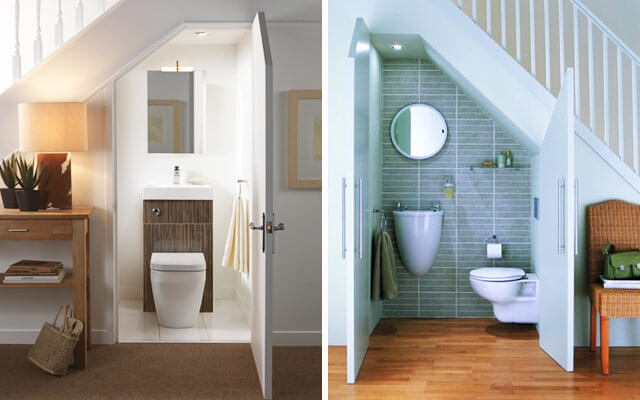 Aseos debajo de la escalera.