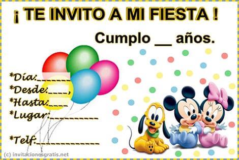Invitación de cumpleaños Disney.