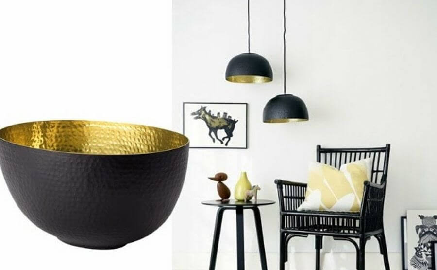 Lámparas hechas con cuencos.